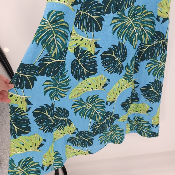 Draper James "June" 100% Linen Tropical Floral Midi Dress Pockets - Picture 8 of 16